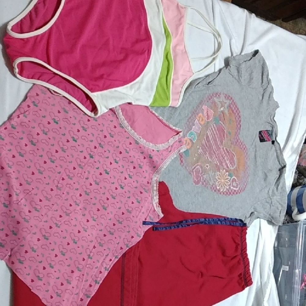 Girls Size M/ L  4 Pc Bundle  Swimsuit, T-shirt, Tank Top, Jogging/ Sleep Pants